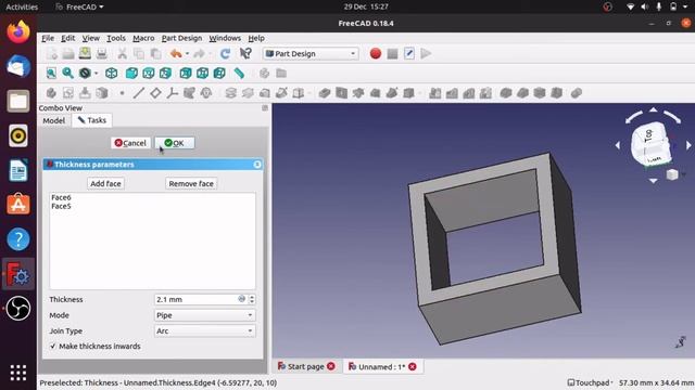 FreeCAD: Hollowing out an object, Adding 'thickness' or 'skinning' a part. Beginners guide смотреть онлайн
