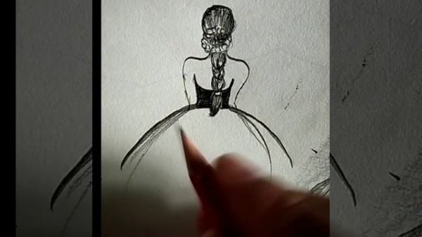 beautiful lady sketch drawing || back side girl dress drawing
