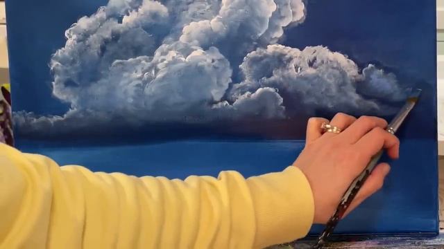 HOW TO PAINT CLOUDS ☁️ 3 easy steps in Acrylic #acrylic #painting #clouds #art #tutorial смотреть онлайн