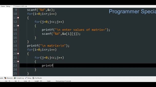 C program to transpose matrix ||programmer special смотреть онлайн