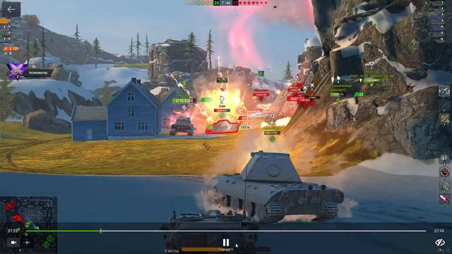World of Tanks Blitz Режим Big Boss Катаем на Kranvagn (Барабан), Е100 и FV215b 183 (Бабаха ) смотреть онлайн