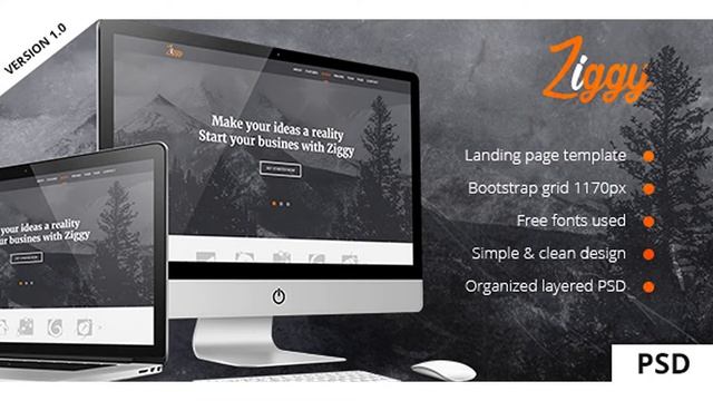 Ziggy - Landing Page PSD Template | Themeforest Website Templates and Themes смотреть онлайн