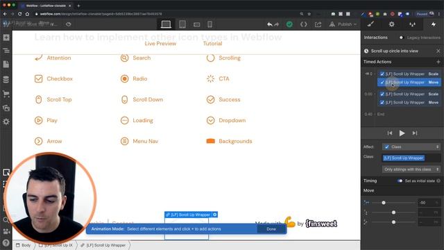 Lottie scroll top icon - While scrolling - Webflow Interactions tutorial смотреть онлайн