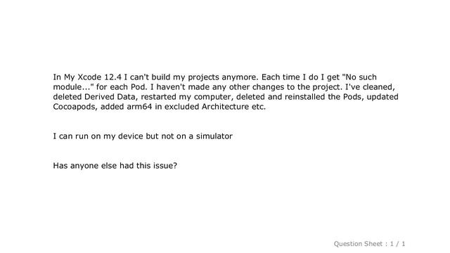 iOS : No such module error in Xcode 12.4 Apple M1 смотреть онлайн