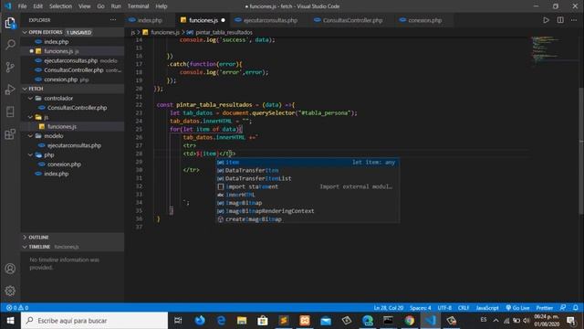 Mostrar datos en una tabla utilizando vanilla JavaScript y PHP PDO смотреть онлайн