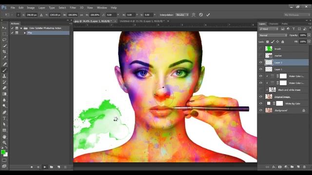 Color Splatter Photoshop Action смотреть онлайн