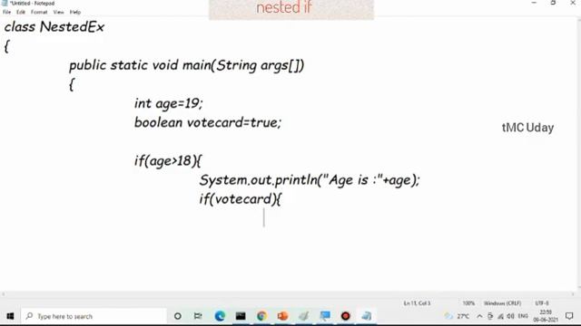 2.1.8. nested if explained with a java program in TELUGU смотреть онлайн