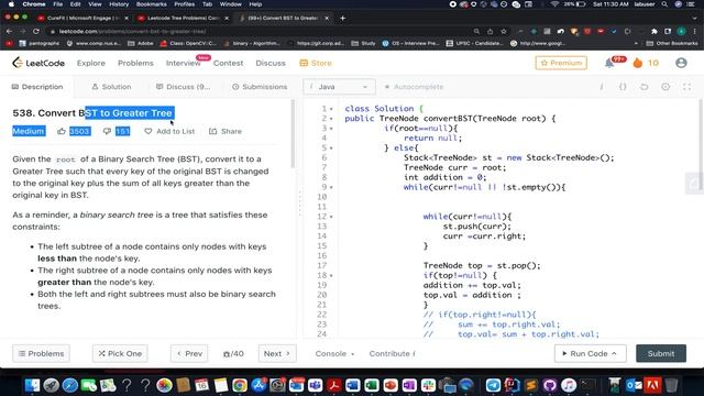 Convert BST to Greater Tree | Leetcode 538 | Binary Search Tree ?? | Live coding session смотреть онлайн