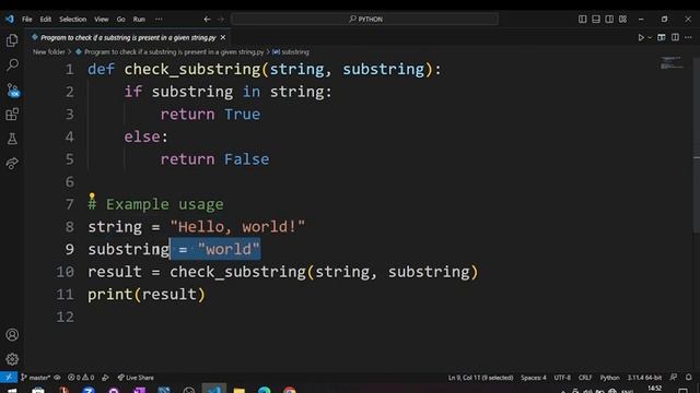 Program to check if a substring is present in a given in python #programmernavnath смотреть онлайн