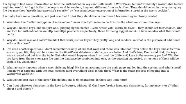 Wordpress: How does the "authentication unique keys and salts" feature work? смотреть онлайн