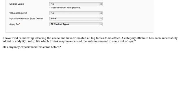 Error When Adding Attribute: SQLSTATE[23000]: Integrity constraint violation: 1062 Duplicate... смотреть онлайн
