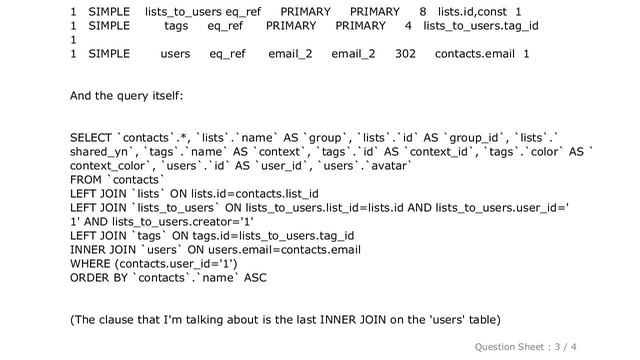 MySQL : Left Join outperforming Inner Join? смотреть онлайн