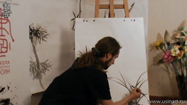Уроки по китайской живописи дикая орхидеи 兰花 . Урок 2 Орхидеи с листьям смотреть онлайн