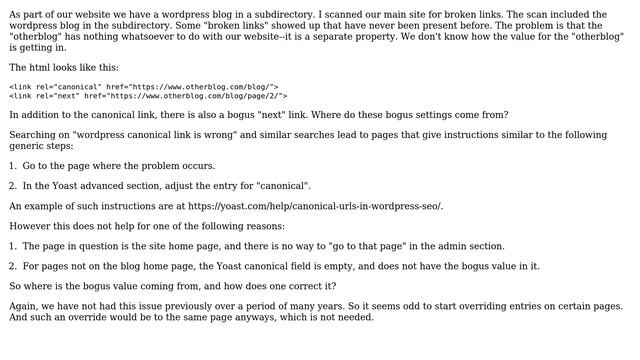 Wordpress: Blog home page has canonical link that is incorrect. Do not see where to change this смотреть онлайн