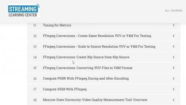 My New Course: Computing and Using Video Quality Metrics: A Course for Encoding Professionals