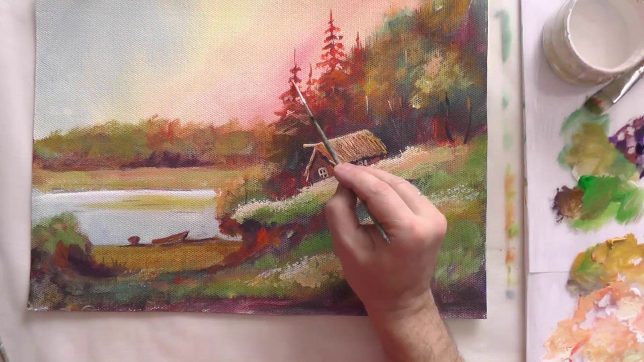 Акрил. Живопись на текстурной бумаге . смотреть онлайн