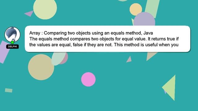 Array : Comparing two objects using an equals method, Java смотреть онлайн