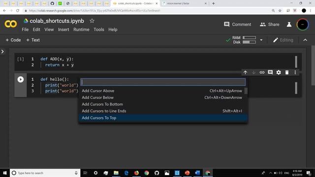 command palette in google colab смотреть онлайн