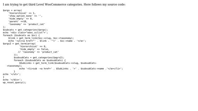 Wordpress: Get Third Level Categories WooCommerce смотреть онлайн