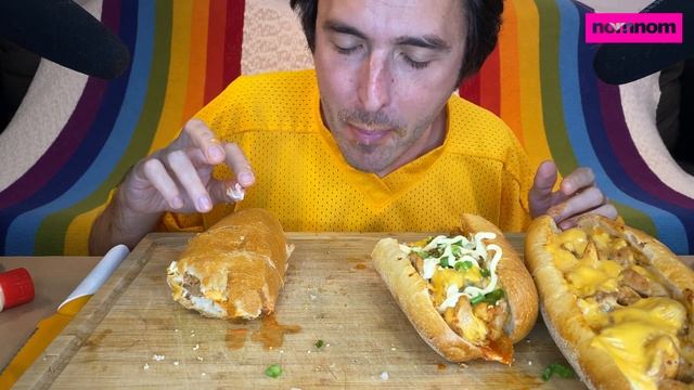 GIANT Korean Chicken CHEESE STEAK Subs ! * Cooking Mukbang * 먹방