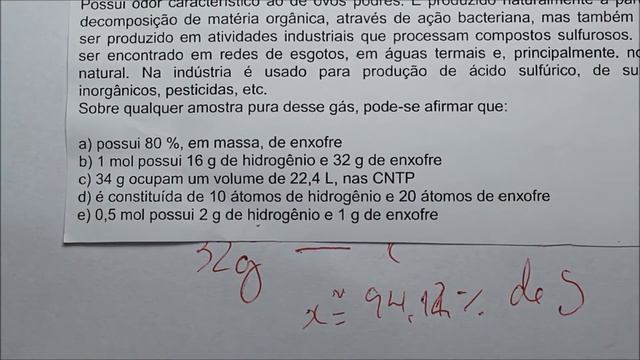 [Questão Comentada] - OLIMPÍADA DE QUÍMICA RS - Tema: CÁLCULOS QUÍMICOS