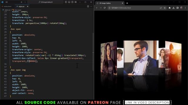 3D Image Gallery in CSS & Javascript смотреть онлайн