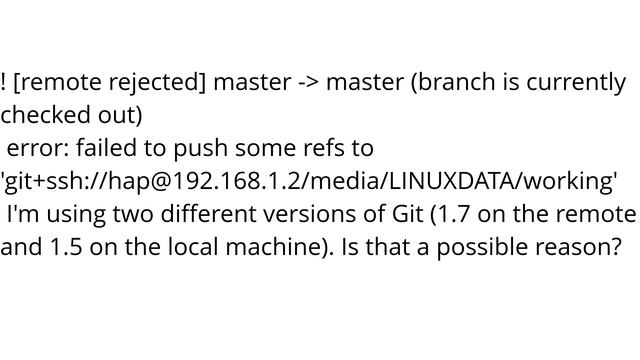 Git push error '[remote rejected] master - master (branch is currently checked out)' смотреть онлайн