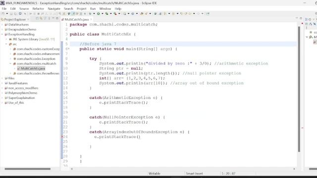 Multi-catch block in java | Java 7 | Exception Handling in Java | Java Tutorial For Beginners |ch-3 смотреть онлайн