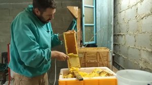 Откачка меда медогонкой. Как распечатывать рамки с медом