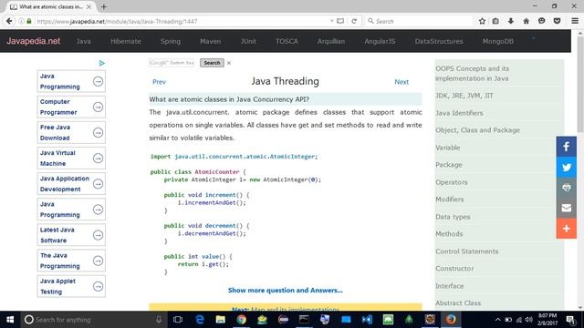 What are atomic classes in Java Concurrency API?
| javapedia.net смотреть онлайн
