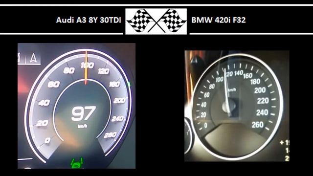 Audi A3 8Y 30TDI VS. BMW 420i F32 - Acceleration 0-100km/h смотреть онлайн