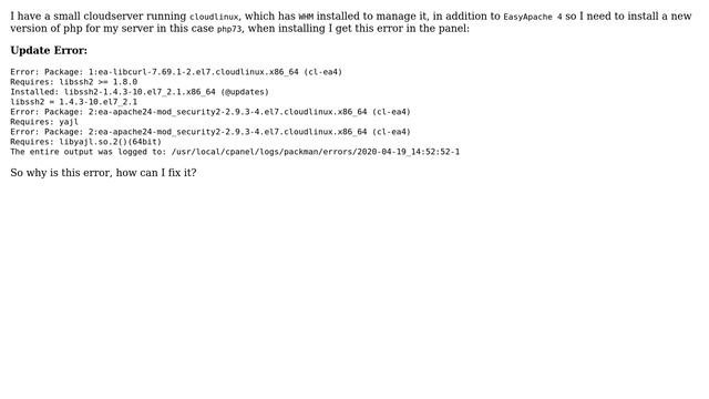 Error installing new version of php in EasyApache 4 смотреть онлайн