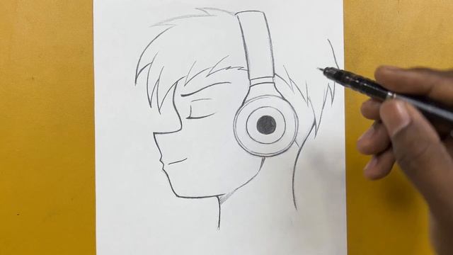 Easy anime sketch || how to draw anime boy wearing headphones step-by-step смотреть онлайн