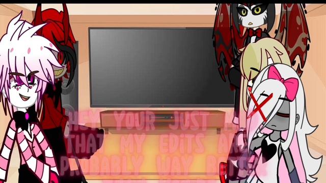 Hazbin hotel crew react to themselves (angel dust) Part1 :REPOST: part 2 in next vid TW:Self Harm смотреть онлайн