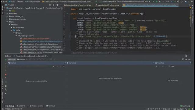 Apache Spark Adaptive Query Execution demote broadcast join demo смотреть онлайн