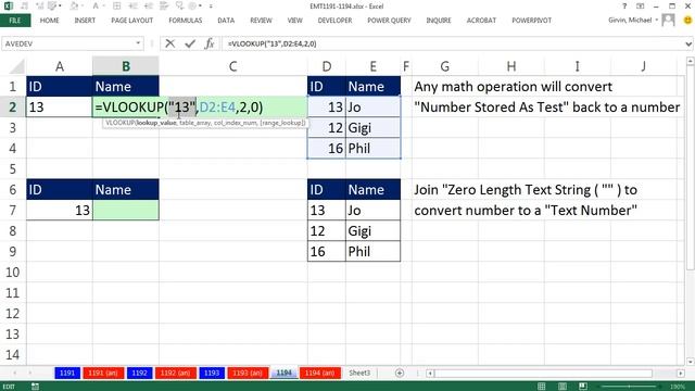 Excel Magic Trick 1194: VLOOKUP: Data Mismatch Makes Yields #N/A, What To Do? смотреть онлайн