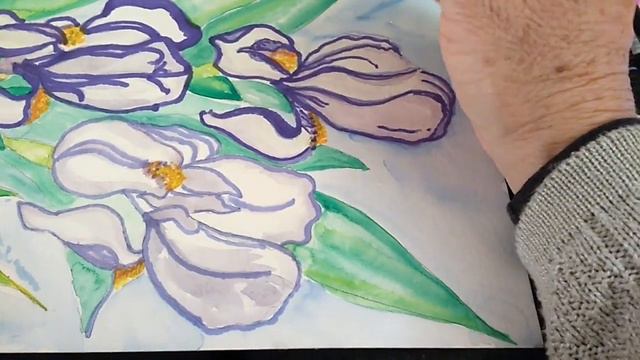 Lavender Iris Drawing - Mixed Media Techniques - Prisma, NuPastel смотреть онлайн