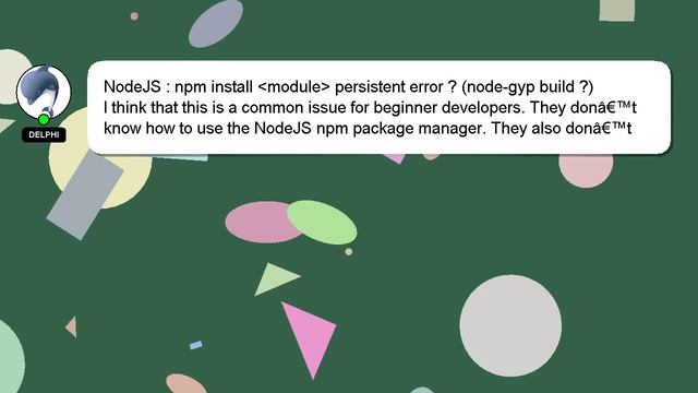 NodeJS : npm install module persistent error ? (node-gyp build ?) смотреть онлайн