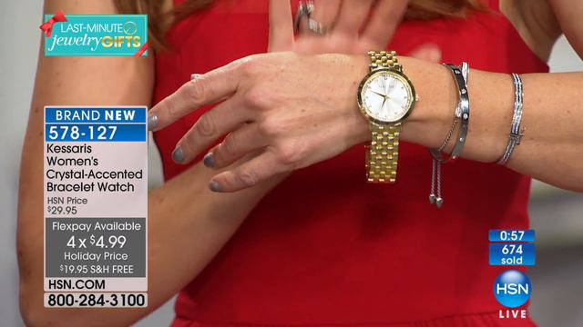 Kessaris Women's CrystalAccented Bracelet Watch смотреть онлайн