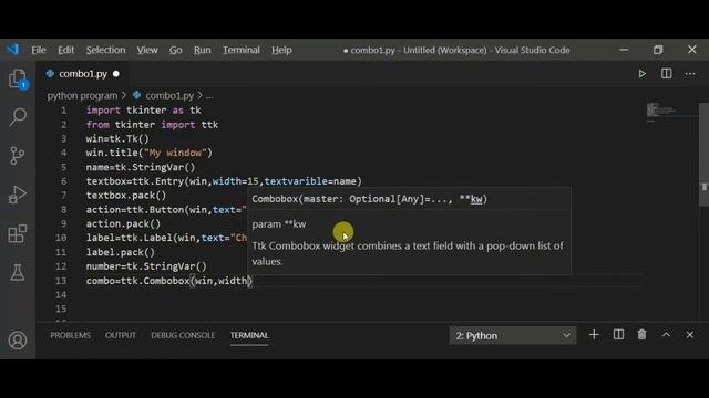 How to insert a Combo Box in a GUI application in Python смотреть онлайн