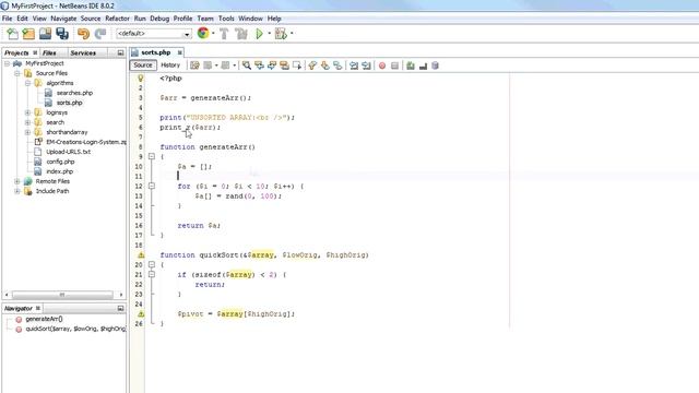 NetBeans PHP Tutorial - Quicksort Algorithm #16 смотреть онлайн
