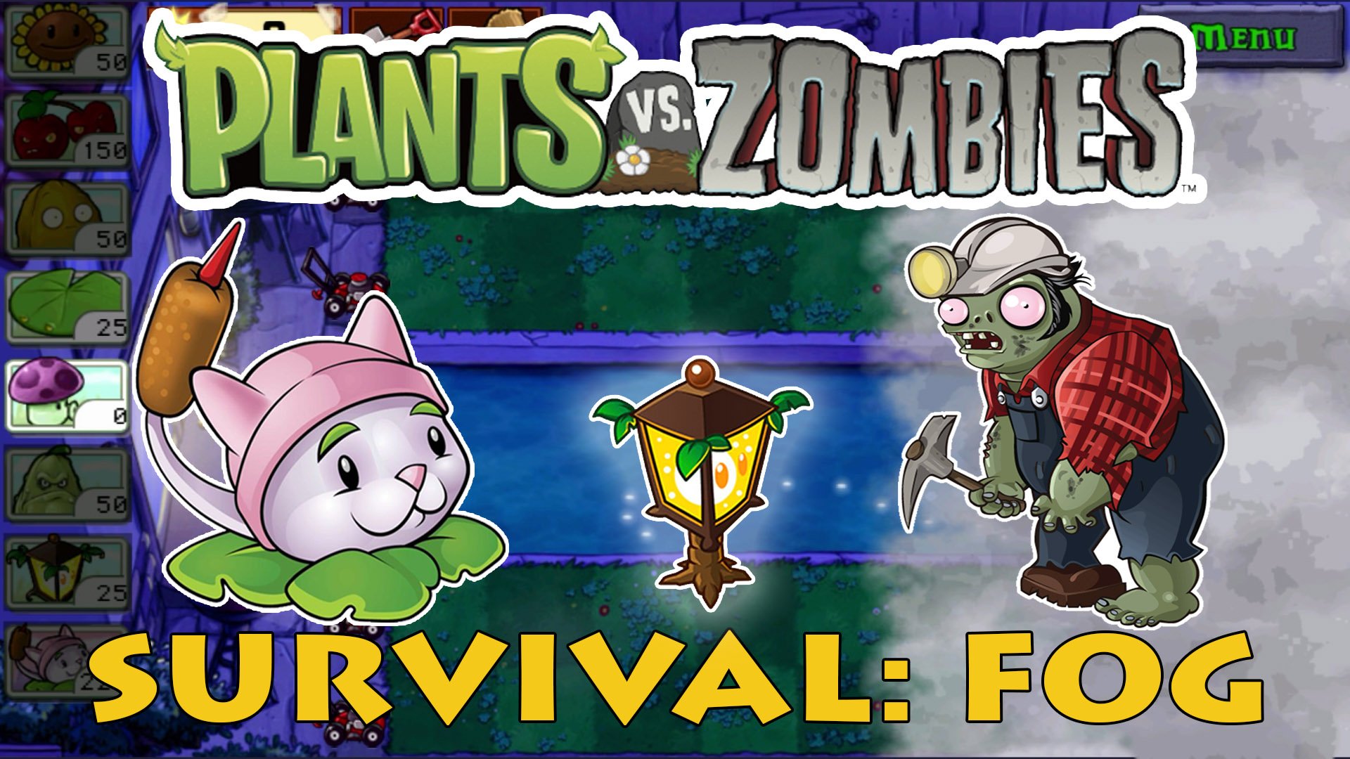Растения против Зомби Выживание Туман| Plants vs Zombies Survival Fog смотреть онлайн