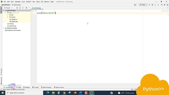 python program to print hello world - Create your first python program - Free Programming смотреть онлайн