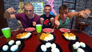 БОИ НА ЗУБАХ - ПРОИГРАВШИЙ ПЛАЧЕТ! КОЛБАСА ЯЙЦА КАБАЧКИ КТО БЫСТРЕЕ СЪЕСТ?