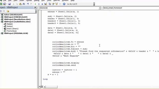 Send email with data from Excel in the body of outlook смотреть онлайн