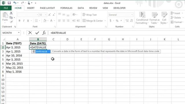 Microsoft Excel - DATEVALUE Function смотреть онлайн