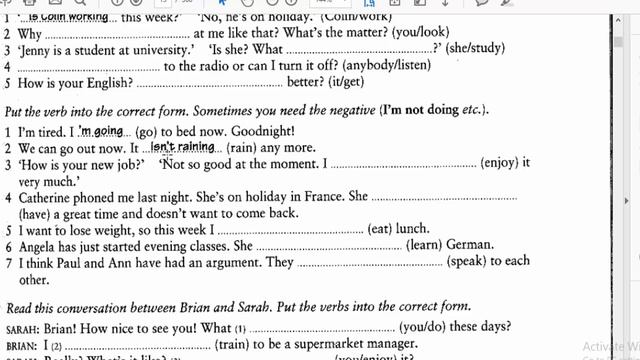 English Lesson 1 Present Continuous Tense Exercise смотреть онлайн