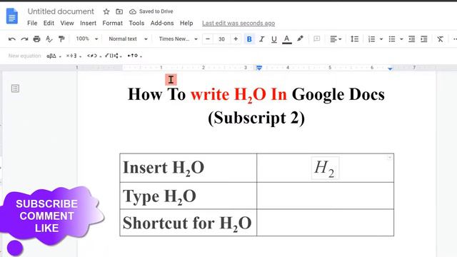 How to Type H2O In Google Docs | Subscript In Google Docs смотреть онлайн
