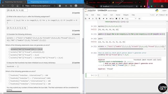 NPTEL Programming, Data Structures And Algorithms Using Python Week 4 Quiz Assignment Solutions смотреть онлайн