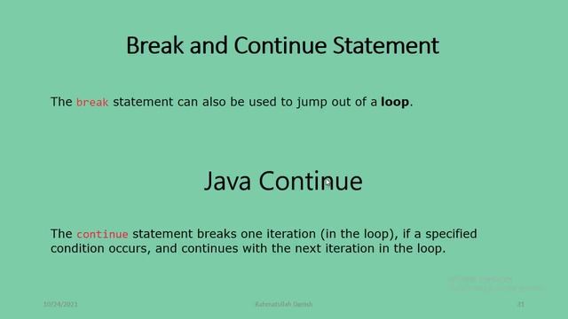Basic-Java Break & Continue statement #017 смотреть онлайн